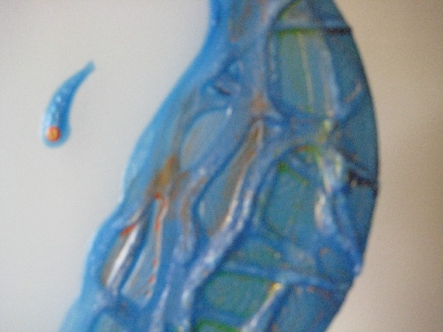 Dekorativní malovaná svíčka se stojánkem'Vesuv'Barva:modrá Průměr14cm