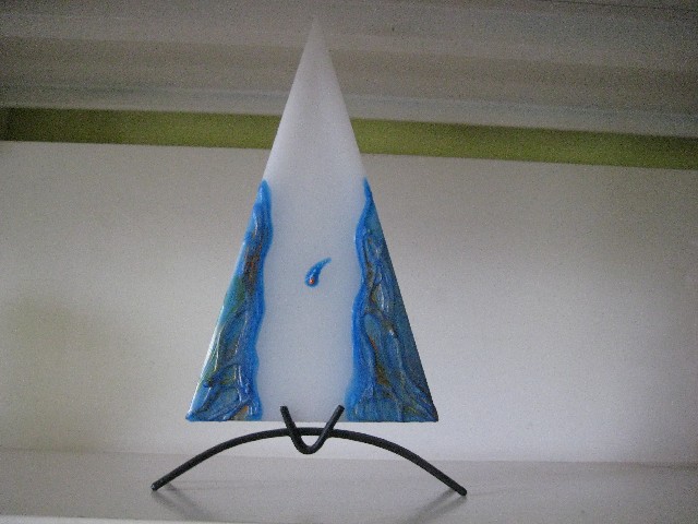 Malovaná svíčka se stojánkem'Vesuv'  Barva:mod