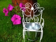 Židlička kovová s květináčem,v-25-š-12cm.Ba